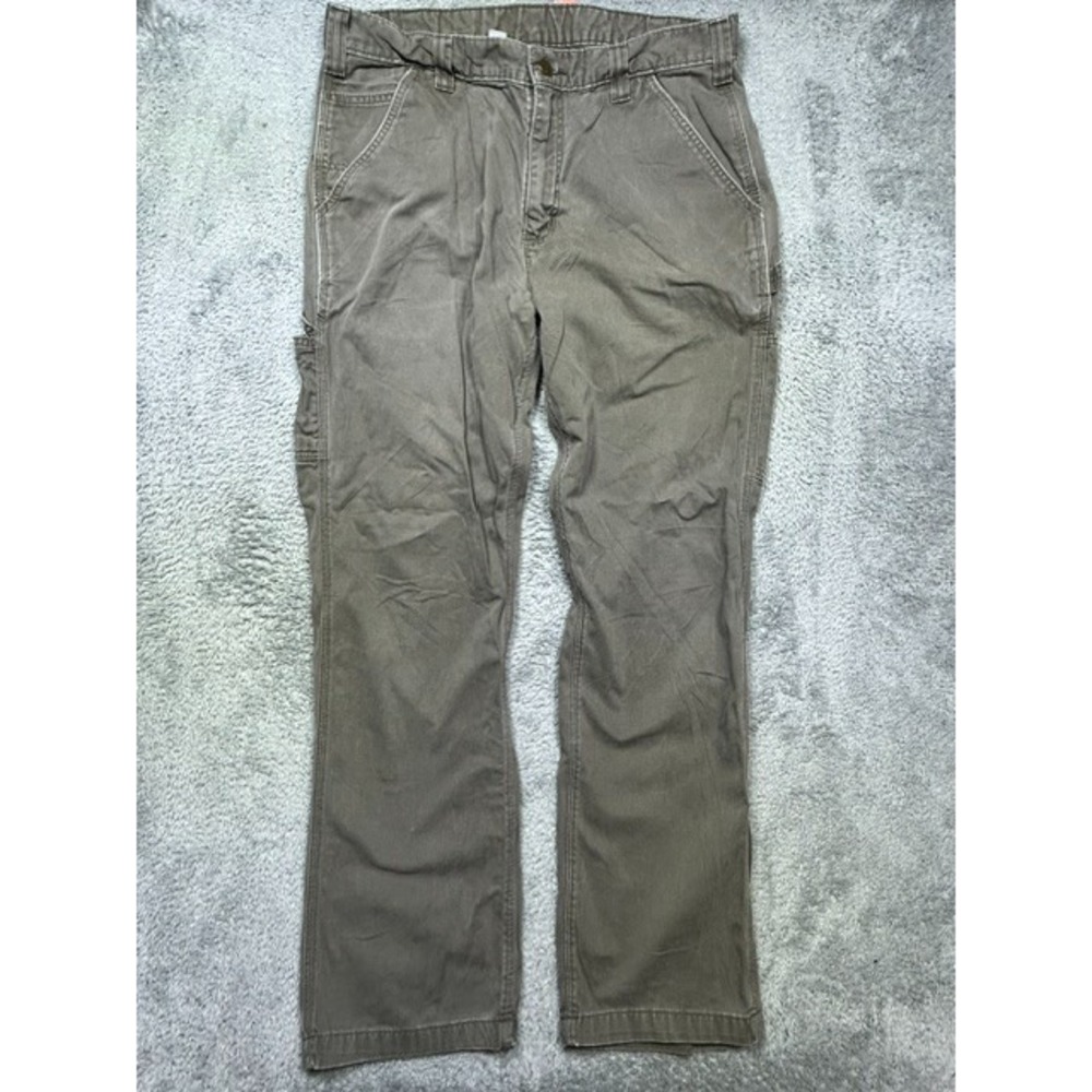 Carhartt Carpenter Pants Mens 36x32 Green Relaxed Fit Workwear Distress B324-DFE